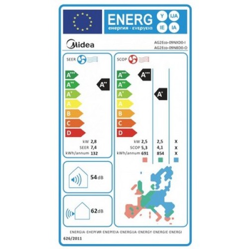 ΚΛΙΜΑΤΙΣΤΙΚΟ MIDEA XTREME ECO AG2ECO-09NXD0-I/AG2ECO-09N8D0-O INVERTER 9000BTU R32 WI-FI